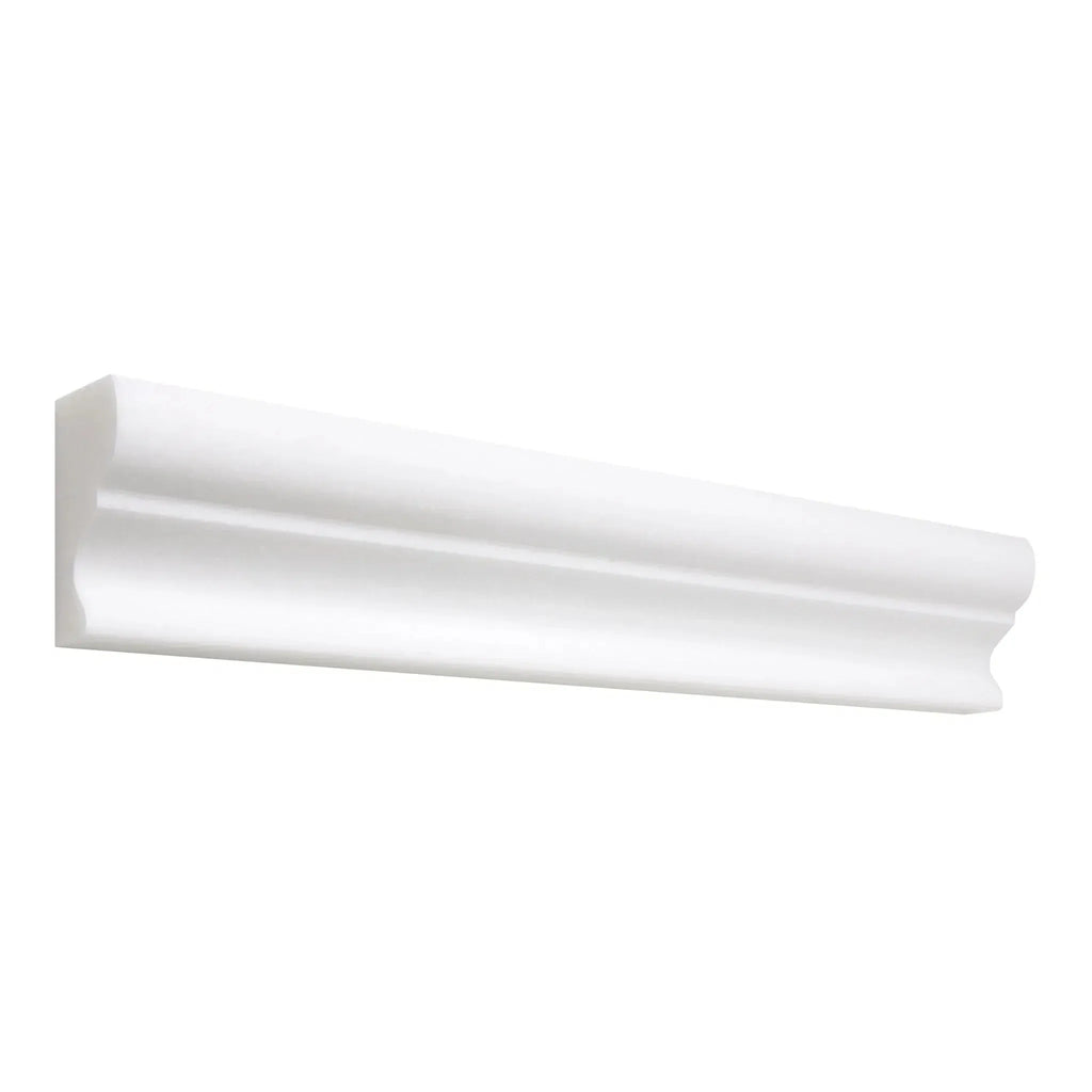 White decorative molding of Thassos White 2X12 Crown Mercer Molding Marble Polished or Honed