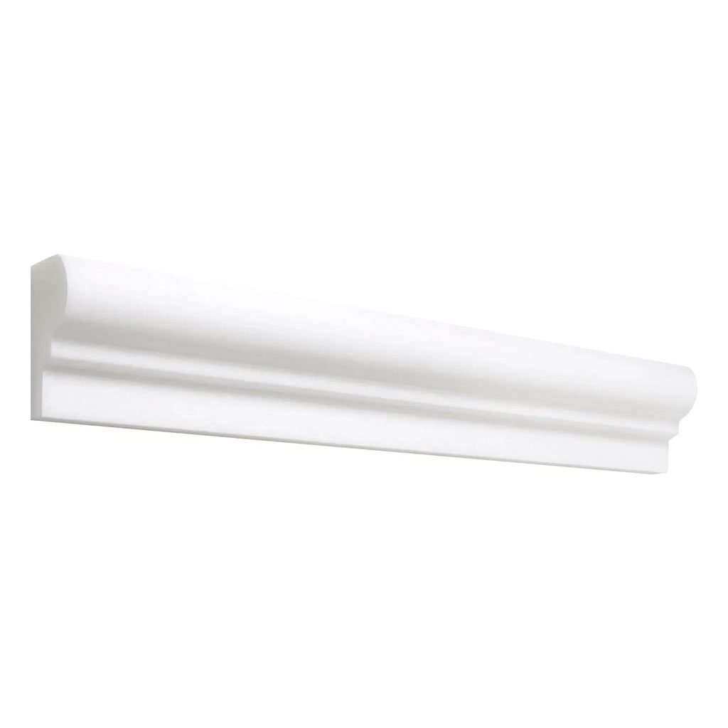 White decorative molding on Thassos White 2X12 OG-1 marble chair rail trim