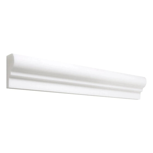 White decorative molding on Thassos White 2X12 OG-1 marble chair rail trim