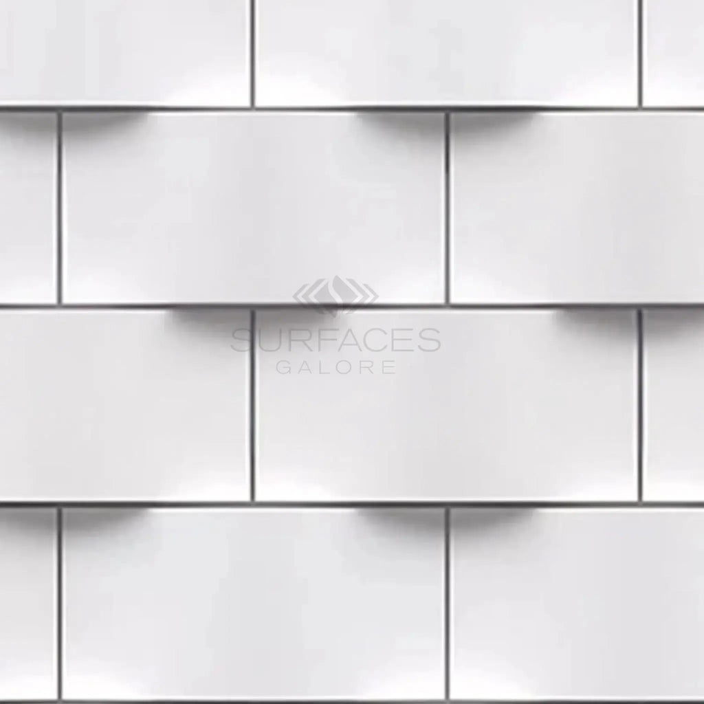 Thassos White 2X4 Round-Faced Marble Mosaic featuring a white rectangular tile pattern