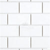 White subway tile pattern featuring Thassos White 2X4 Straight-Edged Brick Mosaic Marble