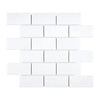 Thassos White 2X4 Straight-Edged Brick Mosaic Marble in a classic white subway tile pattern