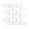 Thassos White 2X4 Straight-Edged Brick Mosaic Marble in polished or honed finish