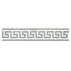 Thassos White Marble Mosaic Border with Greek Key Design and Ming Green Accent