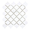 White Arabesque mosaic tile sheet from Thassos White 3 inch Lantern Mosaic collection