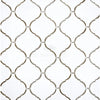 White and gray quatrefoil tile pattern in Thassos White 3 inch Lantern Mosaic marble