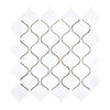 Thassos White 3 inch Lantern Mosaic in elegant arabesque design showcases polished marble