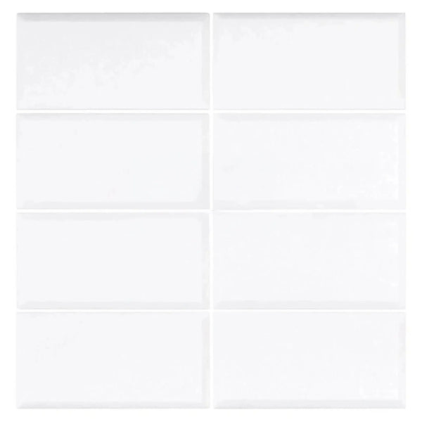 Thassos White 3X6 Deep-Beveled Marble Polished-Honed White Rectangular Tiles