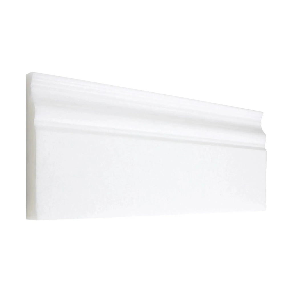 Thassos White 4 3/4X12 Baseboard Trim Marble Polished or Honed in White baseboard molding