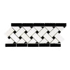 Black and white mosaic tile border of Thassos White 4 3/4X12 Basketweave Marble