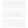 Three white rectangular panels of Thassos White 4X12 Deep-Beveled Marble