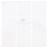 Nine white square Thassos White 4X4 Marble Tumbled tiles arranged in a grid pattern