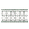 Decorative mosaic tile featuring Thassos White, Carrara, and Ming Green in elegant design