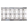 Thassos White Mosaic Tile Border with Blue-Gray Dots and Oval White Carrara Design