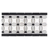 Decorative marble mosaic tile featuring Thassos White and Black dots floral design