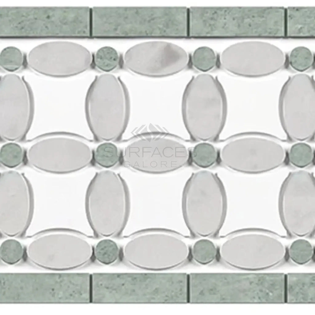 Thassos White Florida Flower Border showcasing decorative marble tile design and colors