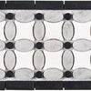 Black, white, and gray mosaic tile border of Thassos White Florida Flower Border design