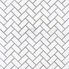 Thassos White 5/8X1 1/4 Herringbone Mini Mosaic Marble Polished Tile Pattern