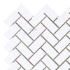 Thassos White Herringbone Mosaic Tile Pattern in Polished or Honed Finish