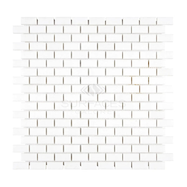 White brick mosaic tile Thassos White 5/8X1 1/4 Mini-Brick Mosaic Marble Polished or Honed