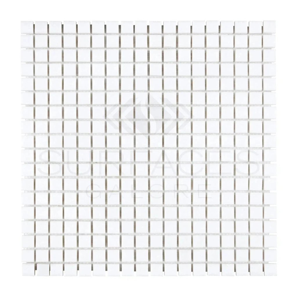 Thassos White 5/8X5/8 Mosaic Marble Polished or Honed White Square Tile Sheet