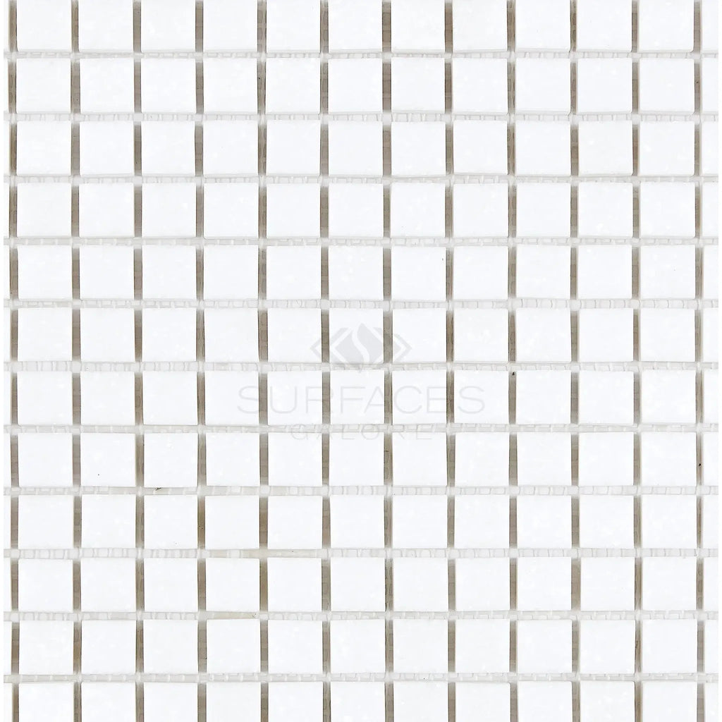 Thassos White 5/8X5/8 Mosaic Marble Polished or Honed white square tiles display