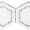 Geometric mosaic tile pattern of Thassos White and Ming Green marble for elegant decor