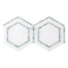 Thassos White 5-Inch Hexagon Combination with Ming-Green Mosaic Marble Tiles