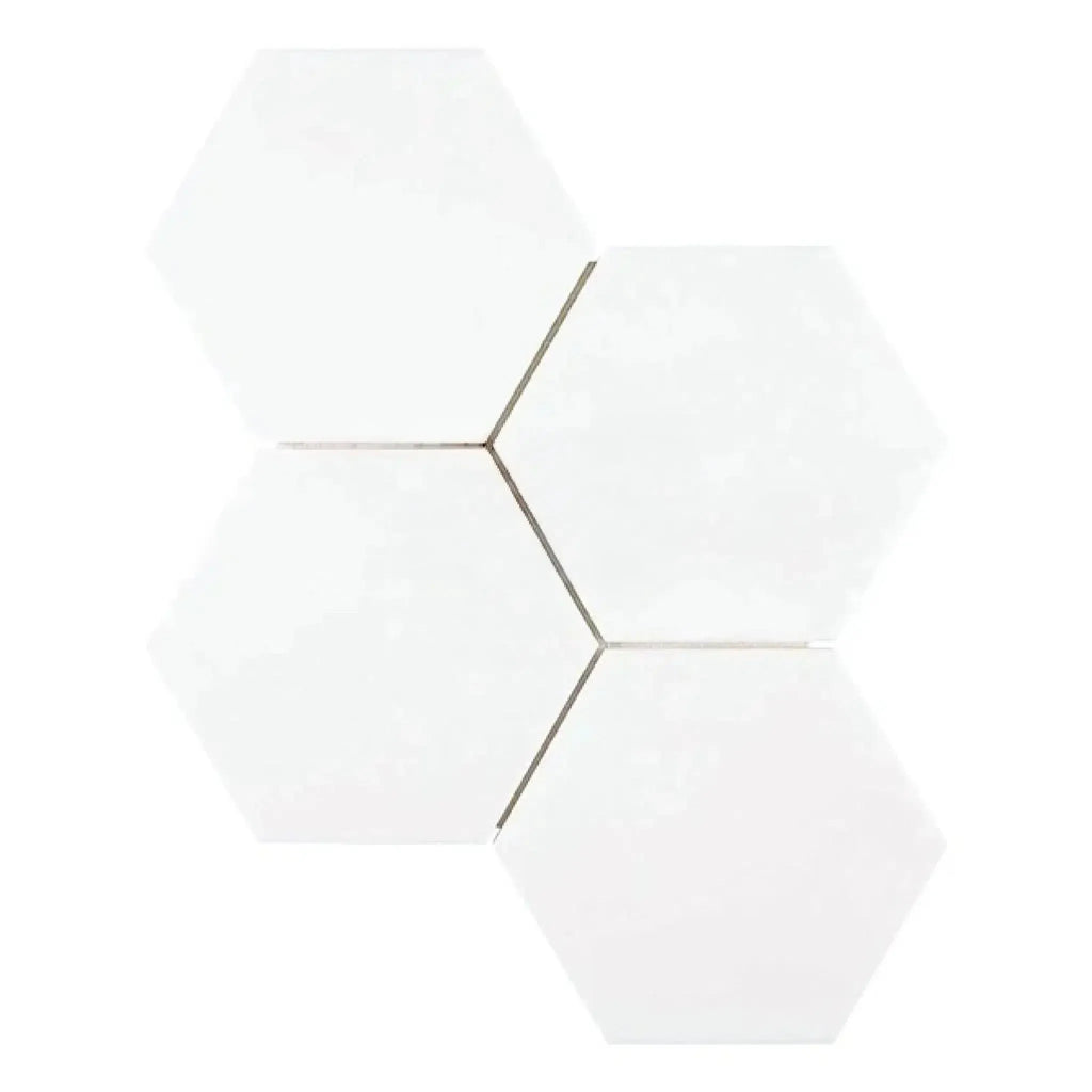 Thassos White 5 inch Hexagon Mosaic Marble Polished or Honed White Hexagonal Tiles