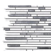 Gray and white linear mosaic tile in Thassos White Bamboo Sticks marble design