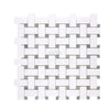 Woven white and gray tile mosaic of Thassos White Basketweave Marble Polished or Honed