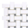 White and gray basketweave mosaic tile in Thassos White Basketweave Mosaic Marble