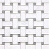 White and gray basketweave tile pattern of Thassos White Mosaic Marble