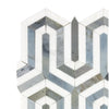 Hexagonal marble mosaic tile in Thassos White Berlinetta Design with Blue-Gray accents