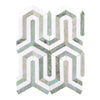 Geometric green and white mosaic tile in Thassos White Berlinetta Design marble