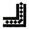 Black and white mosaic tile corner of Thassos White BIAS Border Marble Polished or Honed