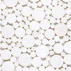 Thassos White Bubbles Mosaic Marble Polished Circular Tile Pattern in White