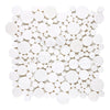 White circular mosaic tile sheet of Thassos White Bubbles Mosaic Marble Polished or Honed