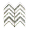 Chevron patterned tile mosaic in Thassos White and Ming-Green polished marble