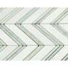 Thassos White Chevron Large Mosaic Marble Tile with Ming Green Polished Finish