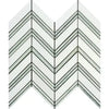 Thassos White Chevron Large Mosaic Marble Tile with Ming Green Polished or Honed Finish