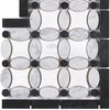 Black and white marble mosaic tile in Thassos White Florida Flower Border Corner design