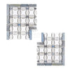 Two mosaic tile sheets featuring Thassos White Florida Flower Border in Blue-Gray