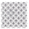 Gray and white mosaic tile pattern from Thassos White Florida Flower Mosaic product