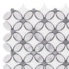 Interlocking marble and metal mosaic tile of Thassos White Florida Flower design