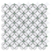 Interlocking oval tile pattern in Thassos White Florida Flower Mosaic marble design