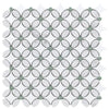 Interlocking white and gray mosaic tile in Thassos White Florida Flower Marble design