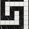 Black and white tiled pattern in Thassos White Greek Key Border Corner Marble design