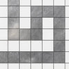 Gray and white tiled pattern in Thassos White Greek Key Border Corner Marble design