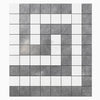 Square mosaic tile pattern in Thassos White Greek Key Border Corner marble design